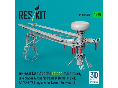 Ah-64 D Late Apache - Folded Main Rotor, Late Blades & Fold Restraint Systems, Mumt, An/Apg-78 Longbow (For Takom And Snowman Ki
