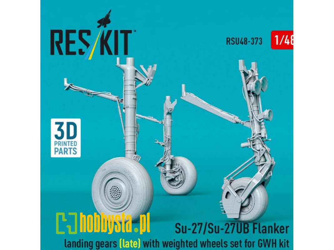 Sukhoi Su-27/Su-27ub Flanker - Landing Gears (Late) With Weighted Wheels Set (For Gwh Kits / 3d-printed) - image 1