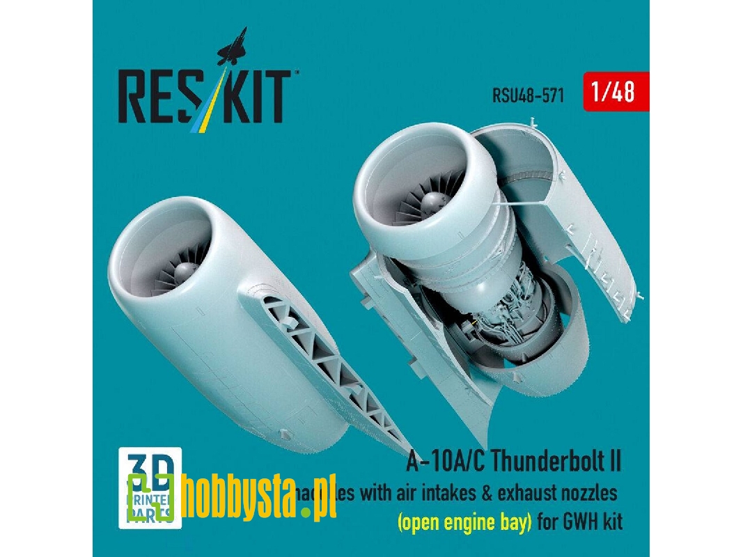 Fairchild A-10 A/C Thunderbolt Ii - Nacelles With Air Intakes & Exhaust Nozzles / Open Engine Bay (For Gwh Kits / 3d-printed) - 
