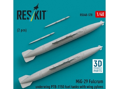 Mig-29 Fulcrum - Underwing Ptb-1150 Fuel Tanks With Wing Pylons (2 Pcs / 3d-printed) - image 1