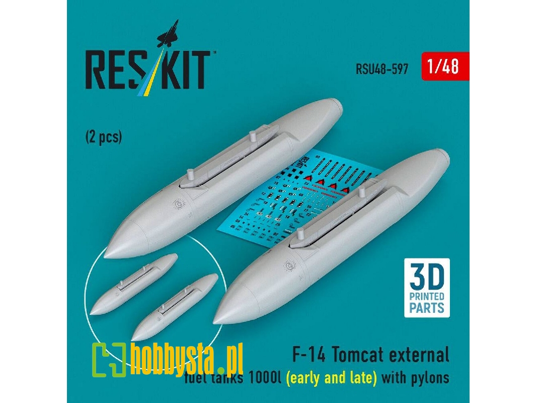 Grumman F-14 Tomcat - External Fuel Tanks 1000l (Early And Late) With Pylons (2 Pcs / 3d-printed) - image 1
