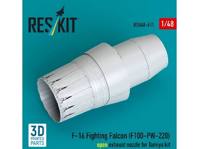 Lockhhed Martin F-16 Fighting Falcon - F100-pw-220 Open Exhaust Nozzle (For Tamiya Kits / 3d-printed) - image 1