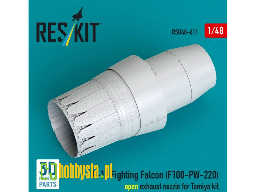 Lockhhed Martin F-16 Fighting Falcon - F100-pw-220 Open Exhaust Nozzle (For Tamiya Kits / 3d-printed) - image 1