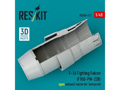 Lockhhed Martin F-16 Fighting Falcon - F100-pw-220 Open Exhaust Nozzle (For Tamiya Kits / 3d-printed) - image 2