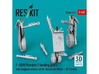 Mcdonnell Douglas F-4 B/N Phantom Ii - Landing Gears With Weighted Wheels Set (For Tamiya Kits / Metal + 3d-printed) - image 1