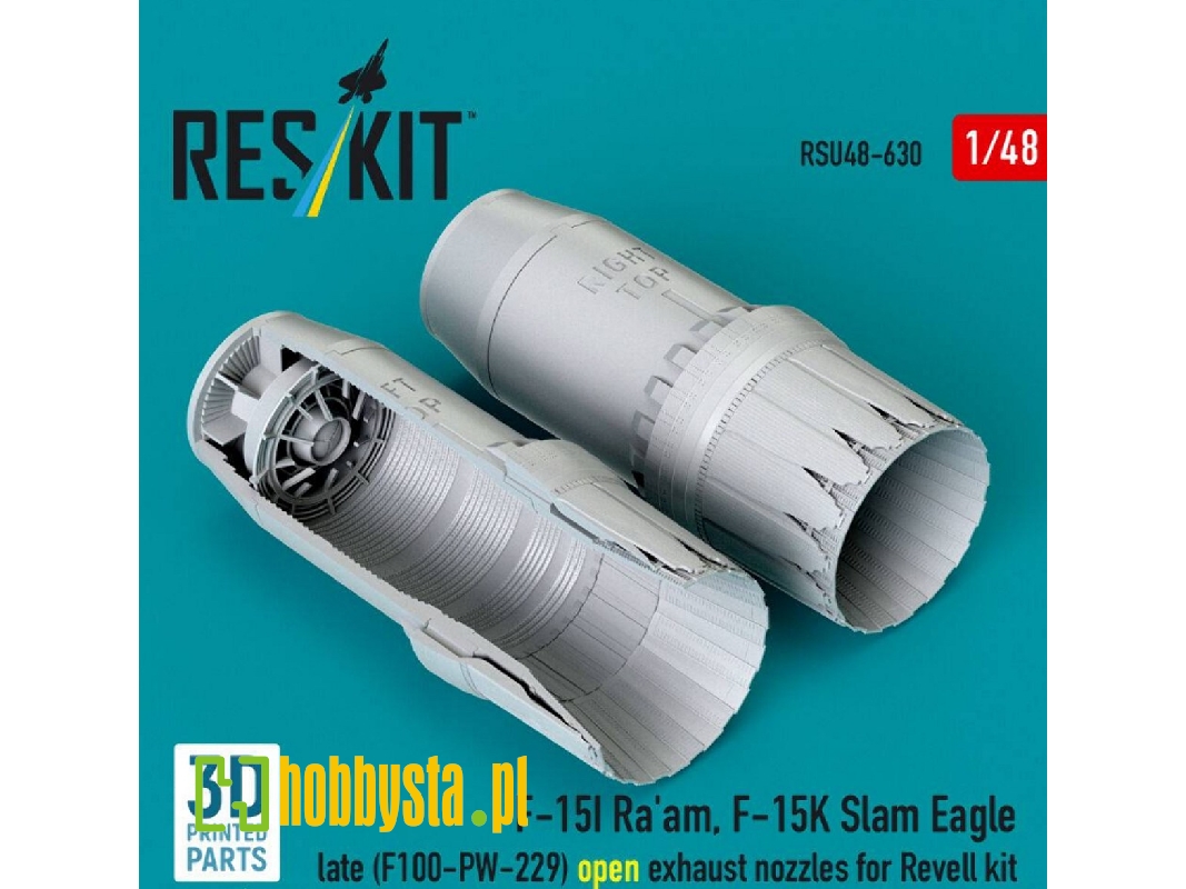 F-15i Ra'am And F-15k Slam Eagle Late - F100-pw-229 Open Exhaust Nozzles (For Revell Kits / 3d-printed) - image 1