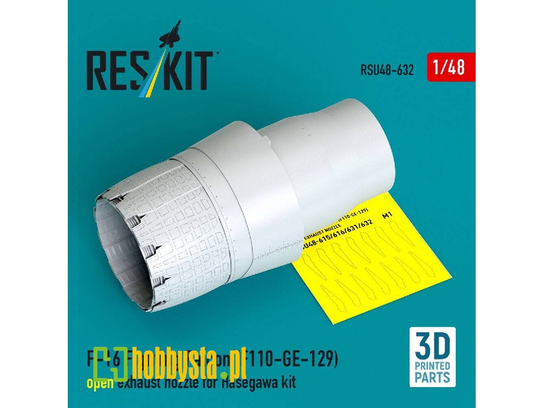 Lockheed Martin F-16 Fighting Falcon - F110-ge-129 Open Exhaust Nozzle (For Hasegawa Kits / 3d-printed) - image 1