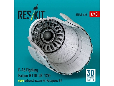 Lockheed Martin F-16 Fighting Falcon - F110-ge-129 Open Exhaust Nozzle (For Hasegawa Kits / 3d-printed) - image 3