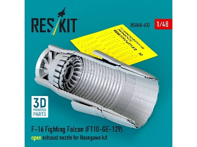 Lockheed Martin F-16 Fighting Falcon - F110-ge-129 Open Exhaust Nozzle (For Hasegawa Kits / 3d-printed) - image 4