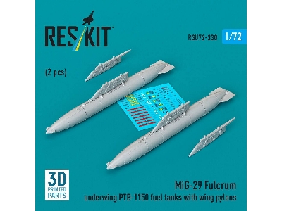 Mig-29 Fulcrum - Underwing Ptb-1150 Fuel Tanks With Wing Pylons (2 Pcs / 3d-printed) - image 1