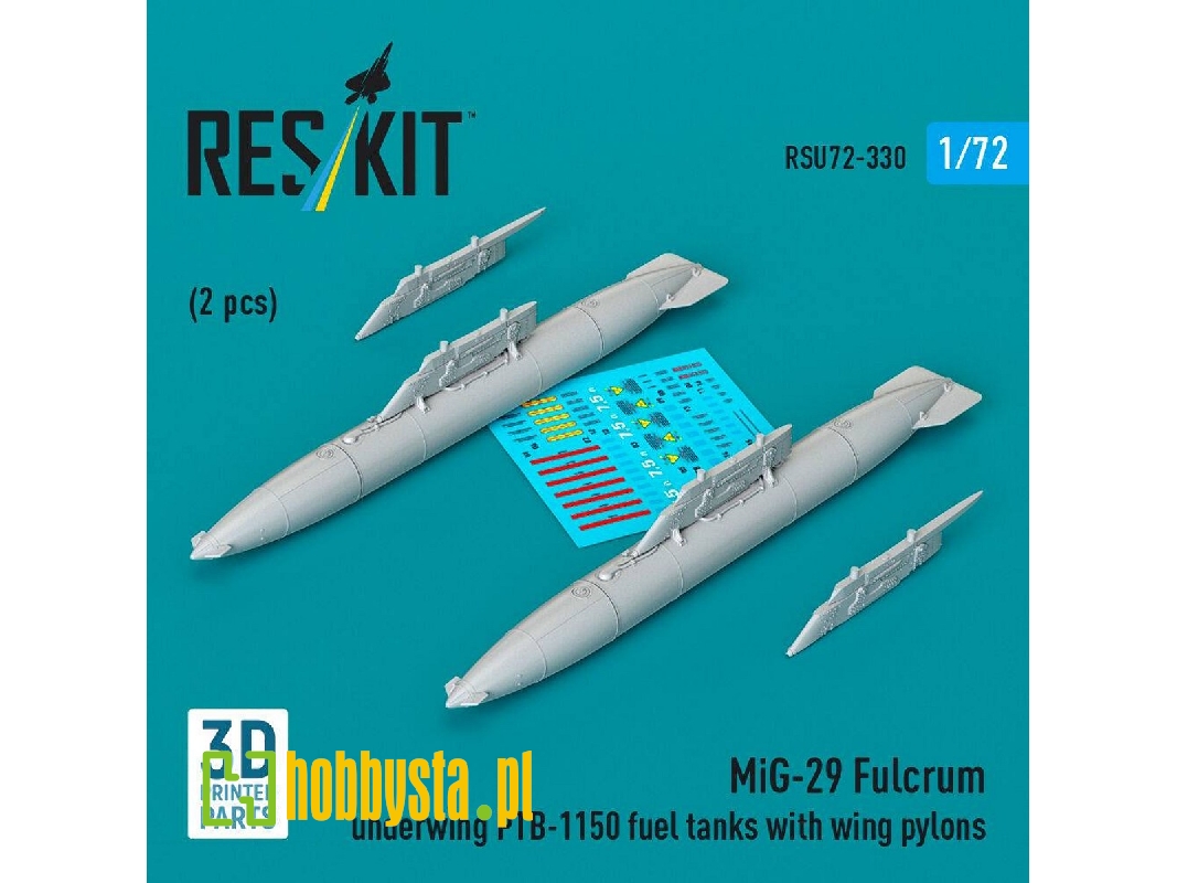 Mig-29 Fulcrum - Underwing Ptb-1150 Fuel Tanks With Wing Pylons (2 Pcs / 3d-printed) - image 1