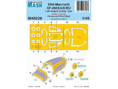 Siai-marchetti Sf-260ea/D/Eu 'late Bulged Canopy Type' Inside/Outside Canopy And Wheel Mask (For Special Hobby) - image 1