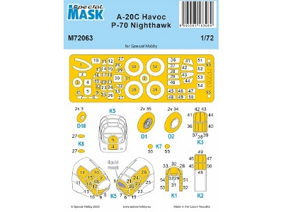 Douglas A-20 C Havoc And P-70 Nighthawk - Mask Set (For Special Hobby Kits) - image 1