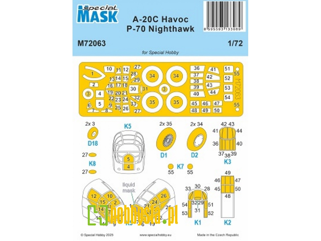 Douglas A-20 C Havoc And P-70 Nighthawk - Mask Set (For Special Hobby Kits) - image 1