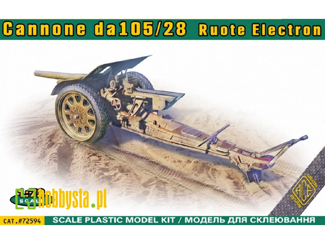 Italian 105/28 Field Cannon With Rubberized Wheels - image 1