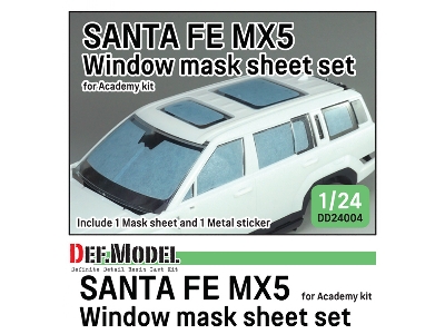 Hyundai Santa Fe Mx5 - Windows Mask Sheet / Logo Metal Sticker Set (For Academy Kits) - image 1