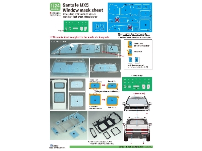 Hyundai Santa Fe Mx5 - Windows Mask Sheet / Logo Metal Sticker Set (For Academy Kits) - image 4