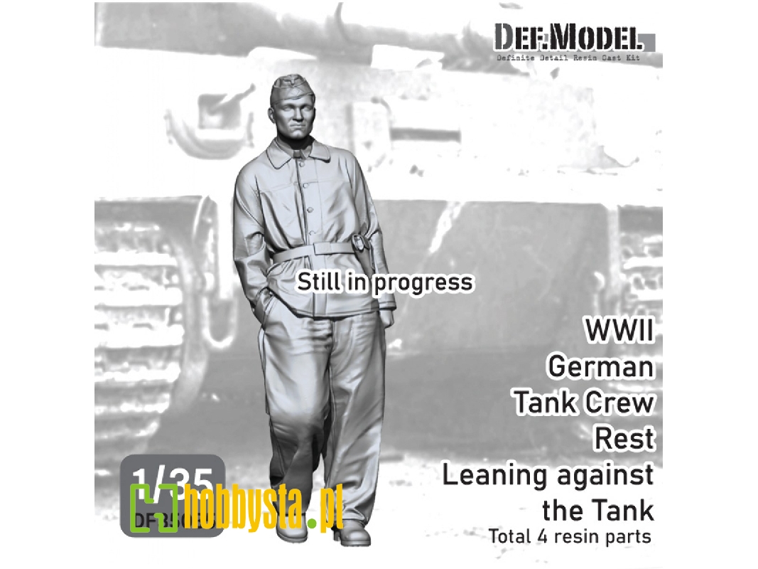 German Wwii Tank Crew Rest Leaning Front Of Tiger I (1 Figure /  2 Head / 3d-printed) - image 1