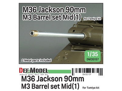 Us M36 Jackson - 90 Mm M3 Metal Barrel Set - Mid.(1) (For Tamiya Kits) - image 1