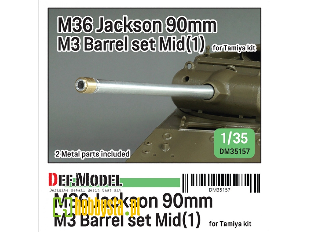 Us M36 Jackson - 90 Mm M3 Metal Barrel Set - Mid.(1) (For Tamiya Kits) - image 1