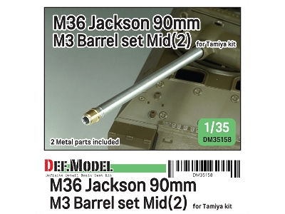 Us M36 Jackson - 90 Mm M3 Metal Barrel Set - Mid.(2) (For Tamiya Kits) - image 1