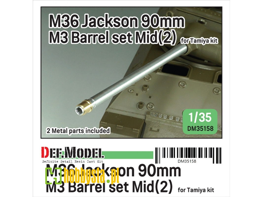 Us M36 Jackson - 90 Mm M3 Metal Barrel Set - Mid.(2) (For Tamiya Kits) - image 1