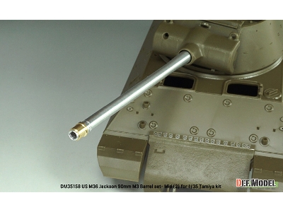Us M36 Jackson - 90 Mm M3 Metal Barrel Set - Mid.(2) (For Tamiya Kits) - image 2