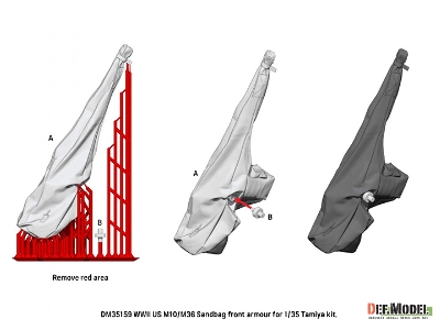 Us M10 Wolverine / M36 Jackson - Front Sand Bag Armour Set (For Tamiya Kits) - image 3