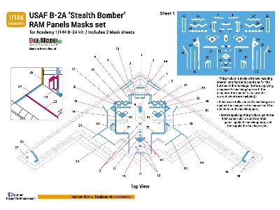 Usaf B-2 A Spirit - Ram Panel Mask Sheet Set (For Academy Kits) - image 6
