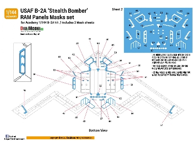 Usaf B-2 A Spirit - Ram Panel Mask Sheet Set (For Academy Kits) - image 7