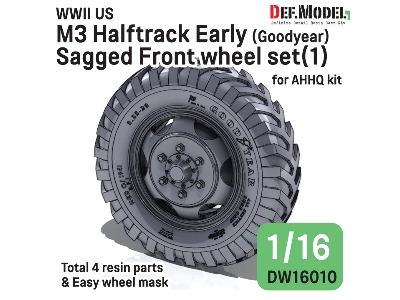 Us Ww2 M3 Halftrack Early - Front Sagged Wheel Set 1 / Goodyear (For Ahhq Kits) - image 1