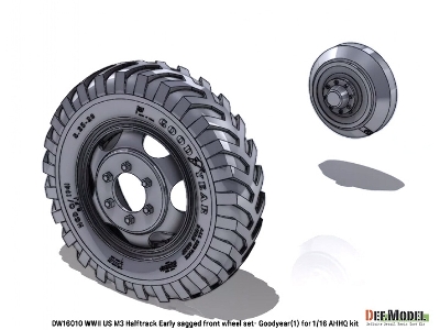Us Ww2 M3 Halftrack Early - Front Sagged Wheel Set 1 / Goodyear (For Ahhq Kits) - image 2