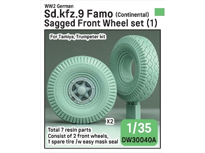 German Sd.Kfz.9 Famo - Sagged Front Wheel Set (For Tamiya Kits) - image 1