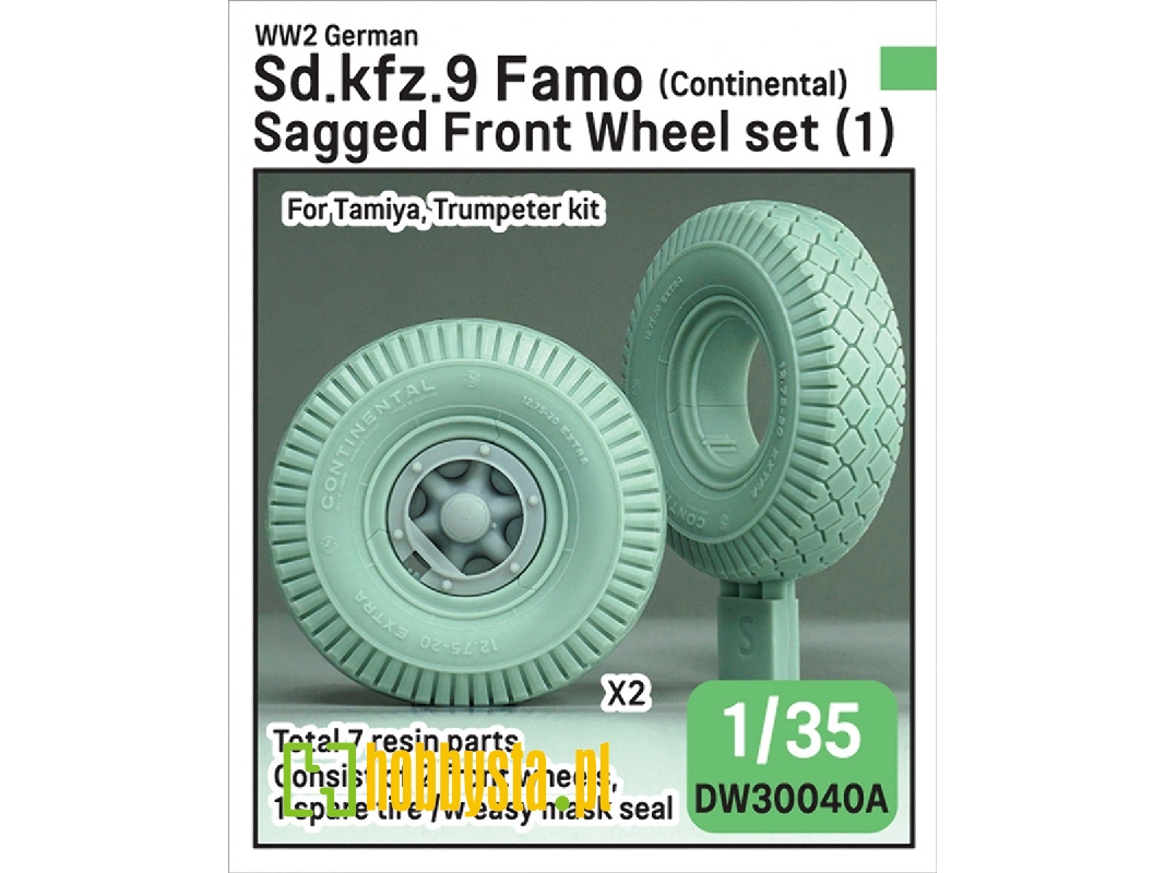 German Sd.Kfz.9 Famo - Sagged Front Wheel Set (For Tamiya Kits) - image 1