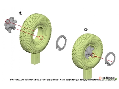 German Sd.Kfz.9 Famo - Sagged Front Wheel Set (For Tamiya Kits) - image 6