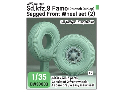 German Sd.Kfz.9 Famo - Front Wheel Set 2 - Deutsch Dunlop (For Tamiya And Trumpeter Kits) - image 1