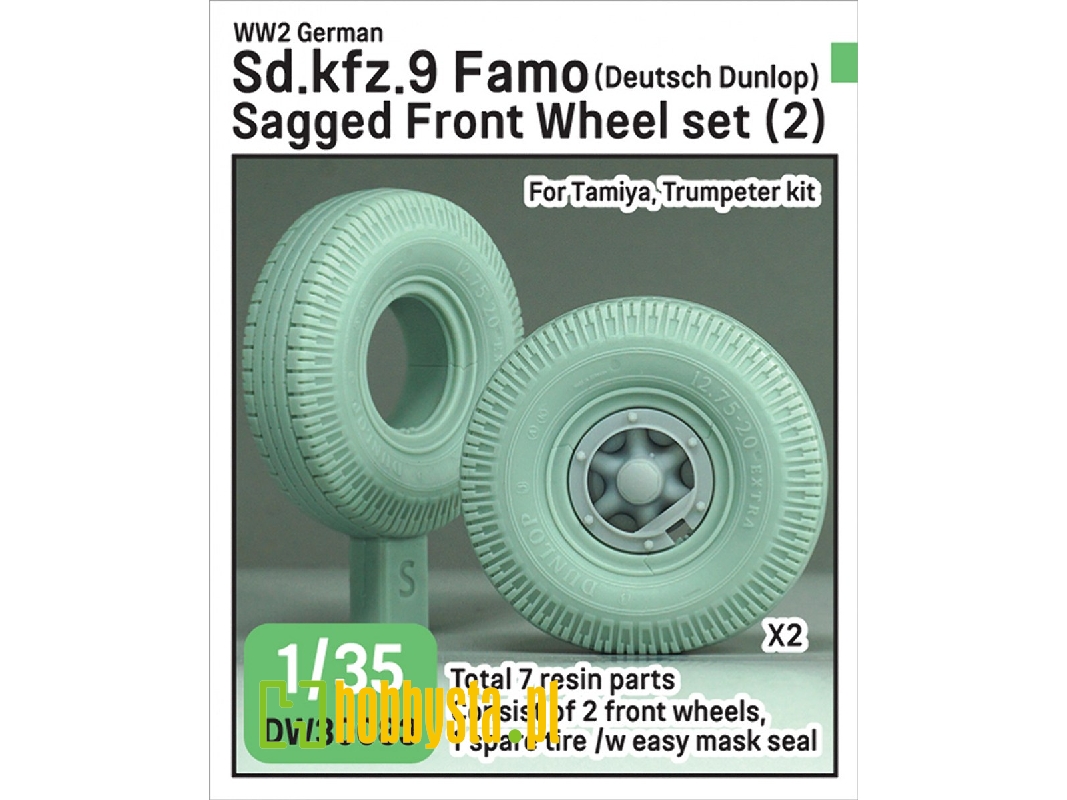 German Sd.Kfz.9 Famo - Front Wheel Set 2 - Deutsch Dunlop (For Tamiya And Trumpeter Kits) - image 1
