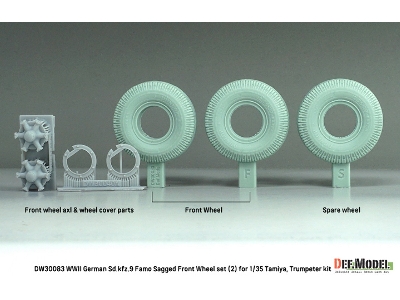 German Sd.Kfz.9 Famo - Front Wheel Set 2 - Deutsch Dunlop (For Tamiya And Trumpeter Kits) - image 2