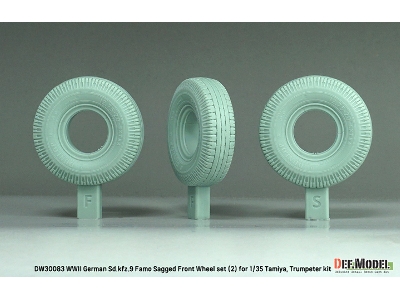 German Sd.Kfz.9 Famo - Front Wheel Set 2 - Deutsch Dunlop (For Tamiya And Trumpeter Kits) - image 3