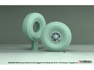 German Sd.Kfz.9 Famo - Front Wheel Set 2 - Deutsch Dunlop (For Tamiya And Trumpeter Kits) - image 4