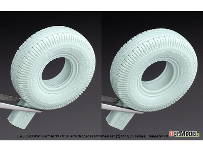 German Sd.Kfz.9 Famo - Front Wheel Set 2 - Deutsch Dunlop (For Tamiya And Trumpeter Kits) - image 5