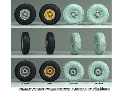 German Sd.Kfz.9 Famo - Front Wheel Set 2 - Deutsch Dunlop (For Tamiya And Trumpeter Kits) - image 7