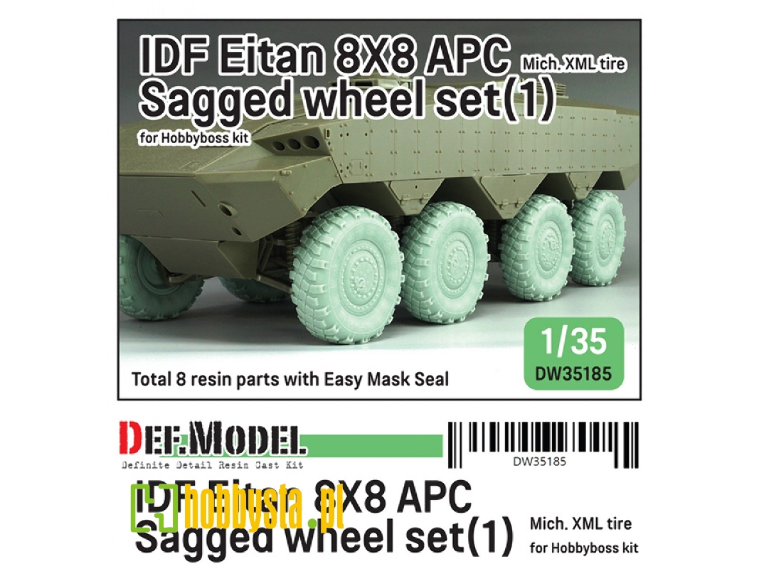 Idf Eitan 8x8 Apc - Sagged Wheel Set / Michelin Xml (For Hobby Boss Kits) - image 1