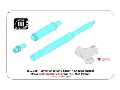90 mm M-36 tank barrel Y-Shaped Muzzel Brake with mantlet cover for U.S. M47 Patton - image 11