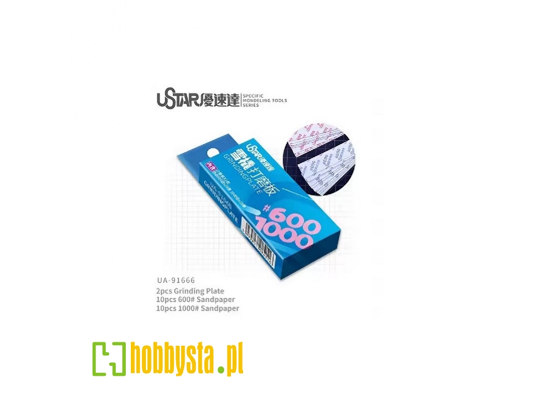 Grinding Plate (2 Pcs) With Sandpaper 600# + 1000# (10+10 Pcs) - image 1