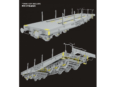 German 80t Type Ssyms Flatcar Schwerer Platformwagen With Early Feature / Tank Not Included (Gold Version) - image 4