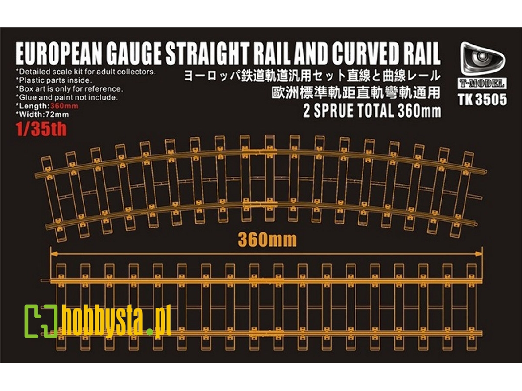 European Gauge Straight Rail And Curved Rail 360mm - image 1
