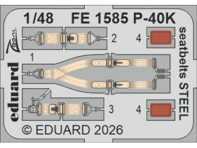 Curtiss P-40 K - Seatbelts Steel Zoom Set (For Eduard Kits) - image 1