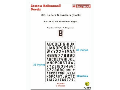 U.S. Letters And Numbers Black (Size 28, 32 I 38 Cali) - image 1
