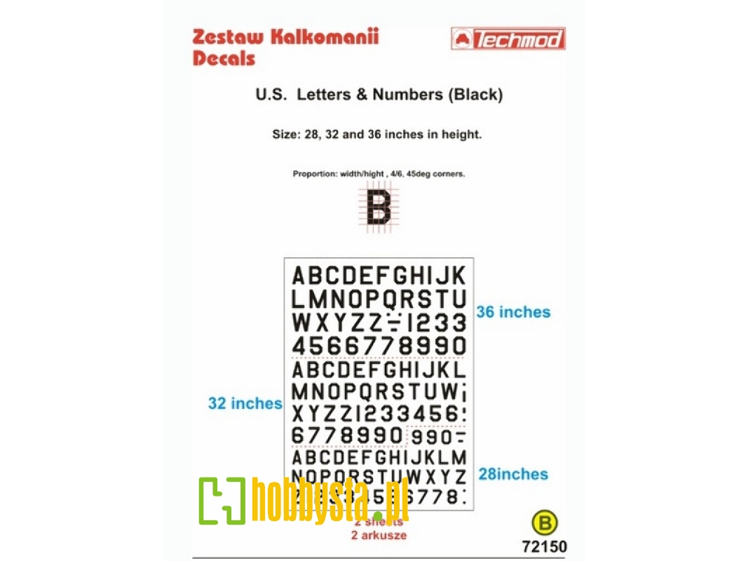 U.S. Letters And Numbers Black (Size 28, 32 I 38 Cali) - image 1